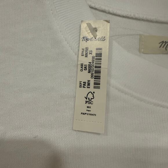 NWT Madewell Garment Dyed Oversized Pocket Tee Shirt Basic Eyelet White Size XS - Picture 5 of 7